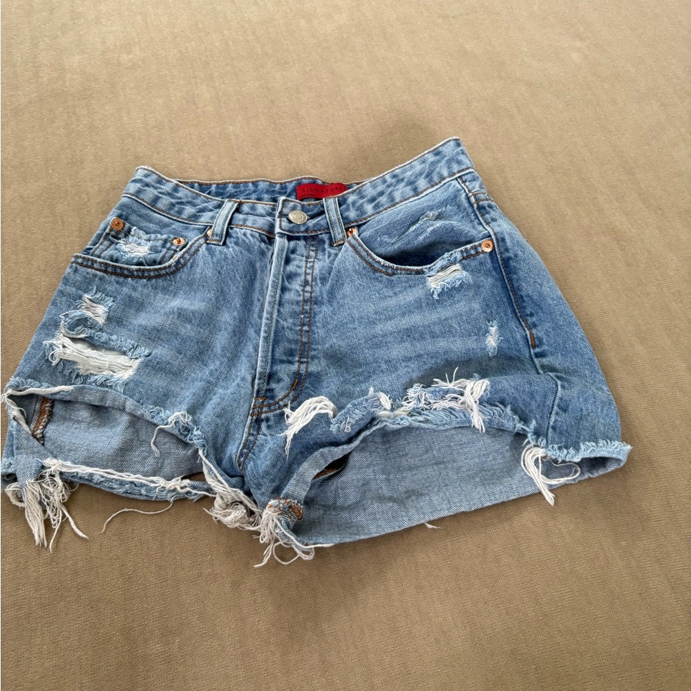 Signature8 Blue Distressed Jean Shorts